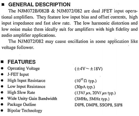 NJM072 Datasheet PDF Japan Radio Corporation