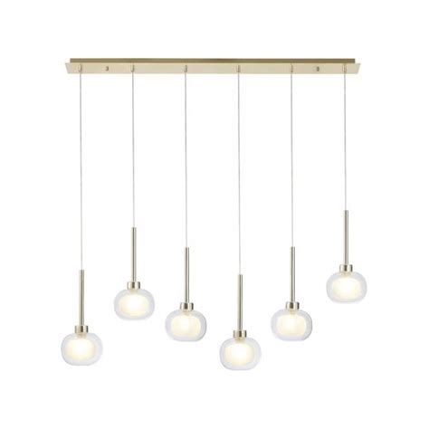 Fabula Tamworth 6 Light Linear Pendant Flattened Round Shades With Inner Frosted Globes