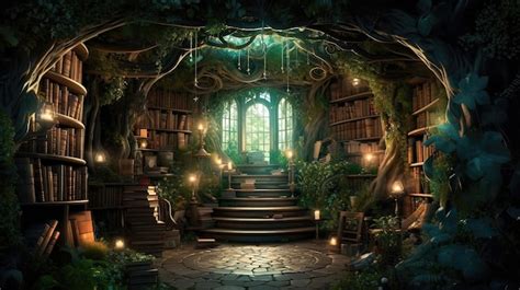 Premium Photo Discover A Magical Library Hidden Within An Enchanted