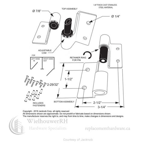 7113 Hinge Surface Mounted Rh Inlh Out Heavy Stainless Wielhouwer