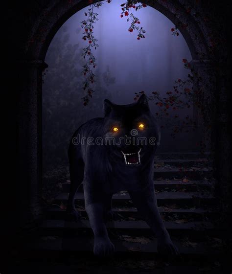 Horror Beast With Burning Demonic Eyes Stock Illustration