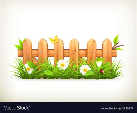 Spring grass and wooden fence Royalty Free Vector Image | Flower fence, Flowers, Spring grass