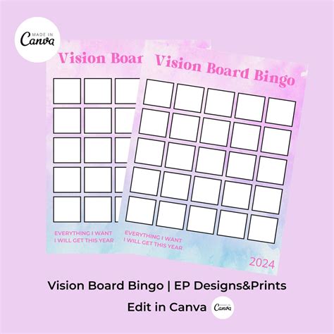 Vision Board Vision Board Bingo Printable Card Printable Bingo Card