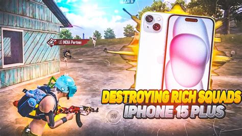 DESTROYING RICH SQUADS BGMI IPHONE 15 PLUS 4 FINGER GYRO