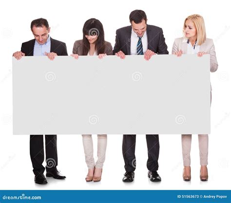 Portrait Of Businesspeople Group Holding Placard Stock Image Image Of