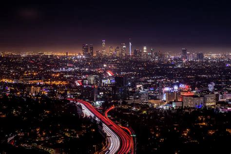 Los Angeles Night Skyline Dramatic Photograph by Rae Rae - Pixels