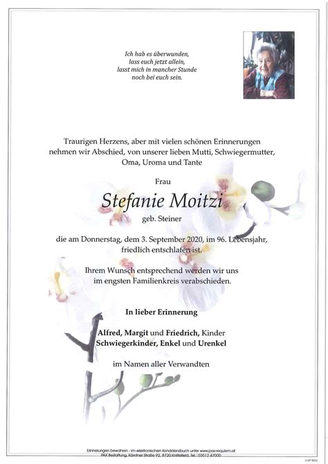 Parte F R Stefanie Moitzi Geb Steiner Pax Requiem