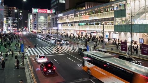 Time Lapse Of Car Traffic Transportation Japanese People Crowd Asian