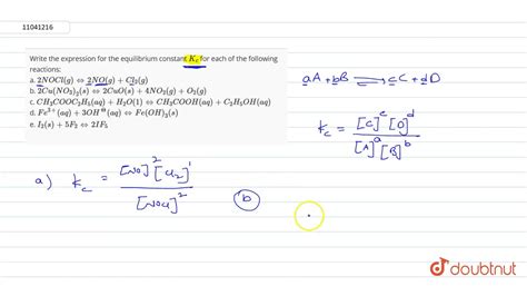 Write The Expression For The Equilibrium Constant K C For Each Of