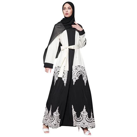 Koop Elegant Muslim Abaya Dress Cardigan Robe Turkish Hijab Islamic