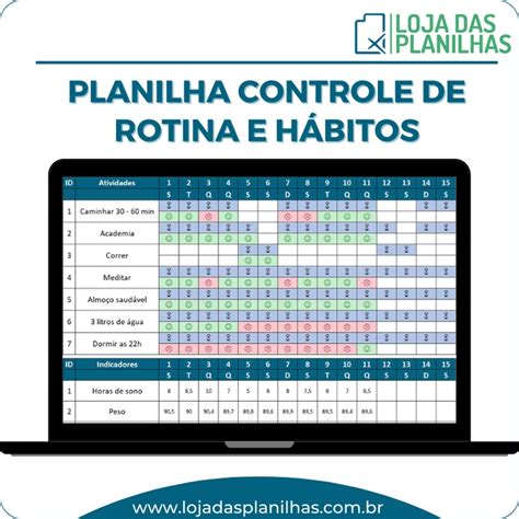 Planilha Controle de Rotinas e Hábitos Diários em Excel