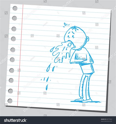 Vektor Stok Drawing Man Vomiting Tanpa Royalti 80777824 Shutterstock