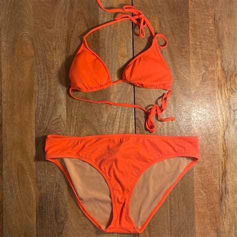 J Crew Swim J Crew Neon Papaya String Bikini Ml Top And Bottom