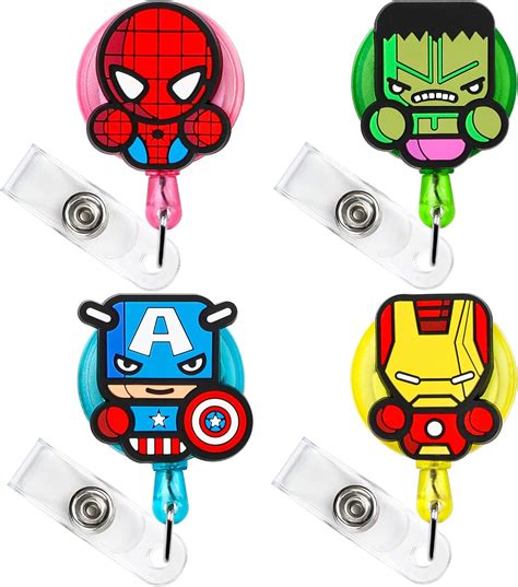 Cy Side Pcs Superhero Retractable Badge Holder Cartoon Retractable