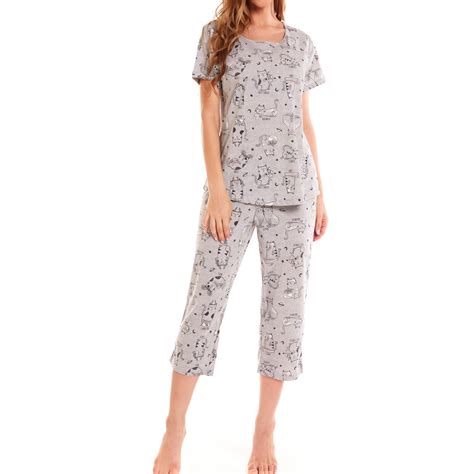 Defitshape Womens Cute Cotton Pajama Set Capri Loungewear Soft Short