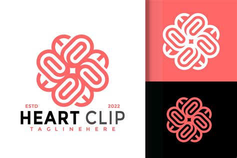 Heart Papper Clip Logo Design Brand Identity Logos Vector Modern Logo