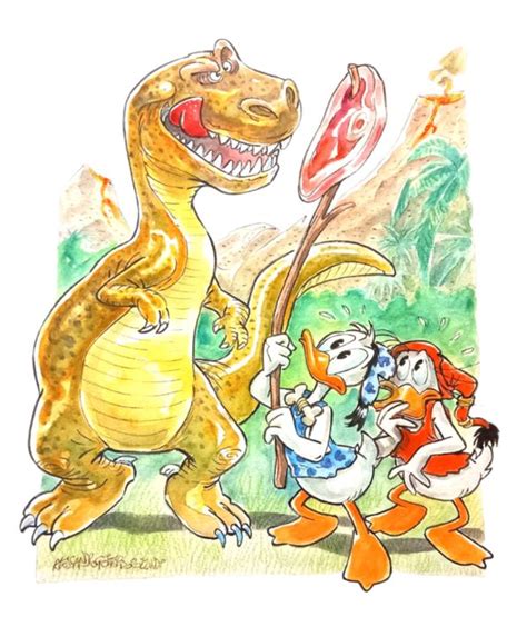 Donald Duck Feeding A T Rex Signed Original Catawiki