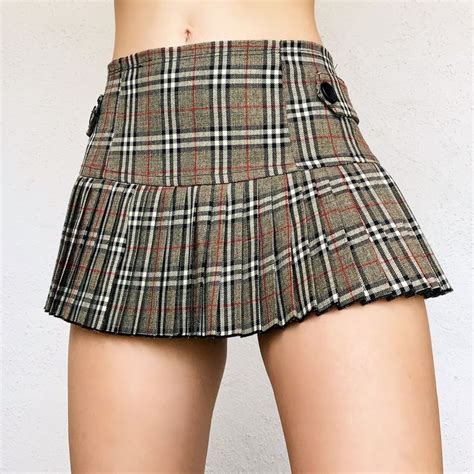 Micro Mini Skirt Outfit Plaid Pleated Mini Skirt Tartan Skirt Micro