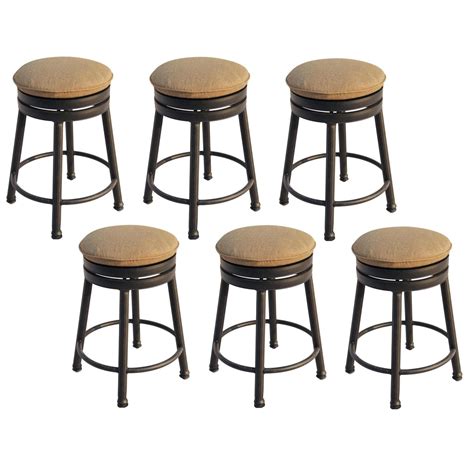 Darlee Classic 6 Piece Cast Aluminum Backless Counter Height Swivel Bar Stool Set W Sesame