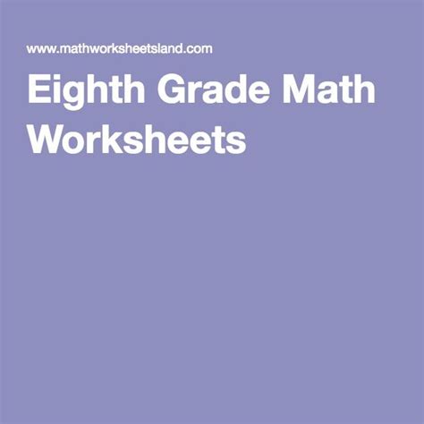 Eighth Grade Math Worksheets | 4th grade math worksheets, 8th grade ...