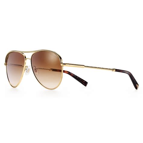 Tiffany And Co Pilot Sunglasses Gold Brown Tiffany Diamond Point Collection Tiffany And Co