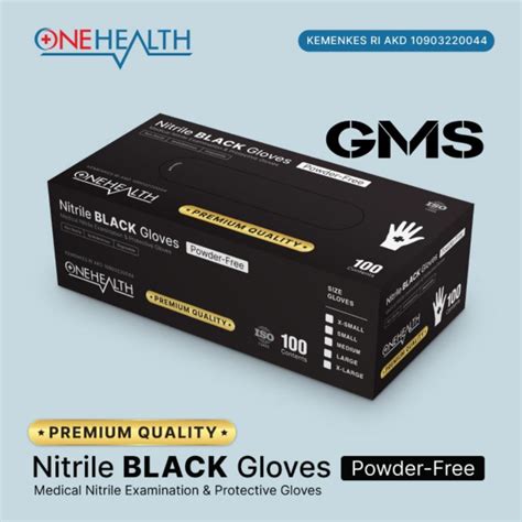 Jual Sarung Tangan Nitrile Black Non Powder Onehealth Box Isi 100 Pcs