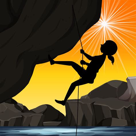 Silhouette rock climbing background 7011687 Vector Art at Vecteezy