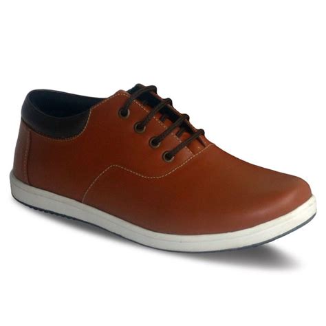 Jual Sepatu Sneakers Pria Oxford D06 Merah Bata Coklat Kulit Asli