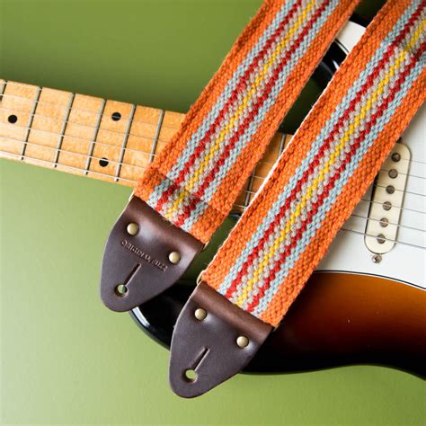 Peruvian Guitar Strap in Orange Stripes – Original Fuzz