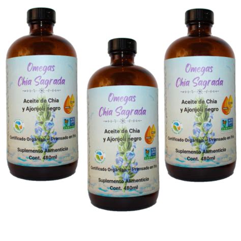 Omega 3 Y 6 Chia Sagrada 480ml 3 Unidades Tienda Despertando Salud