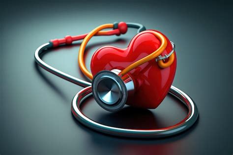 Red Heart And Stethoscope The Healthcare Concept Of Heart Check