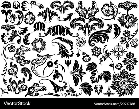 Damask Floral Reliefs Royalty Free Vector Image