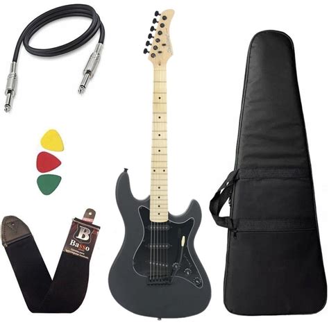 Kit Guitarra Strinberg Sts100 Preta Bks Fosco Capa em Promoção