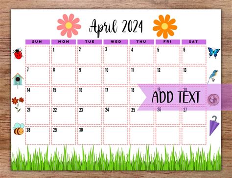 Editable Printable April 2024 Calendar 2024 CALENDAR PRINTABLE