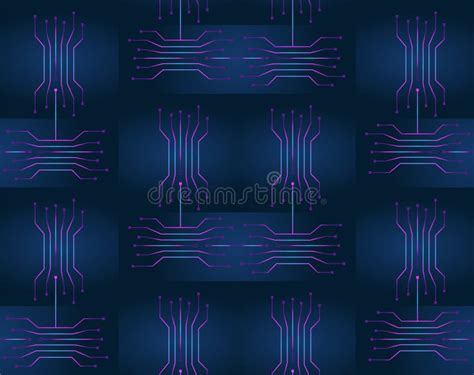 Seamless Pattern Of Pcb Wires On Blue Vector Quality Stock Vector