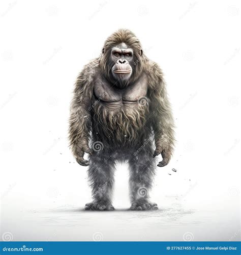 Illustration Of An Ape Standing In Front Of A White Background