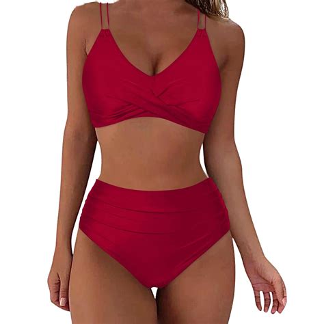 Arnsht Women S High Waisted Bikini Sets Push Up Twist Front Spaghetti Straps Ruched Two Piece