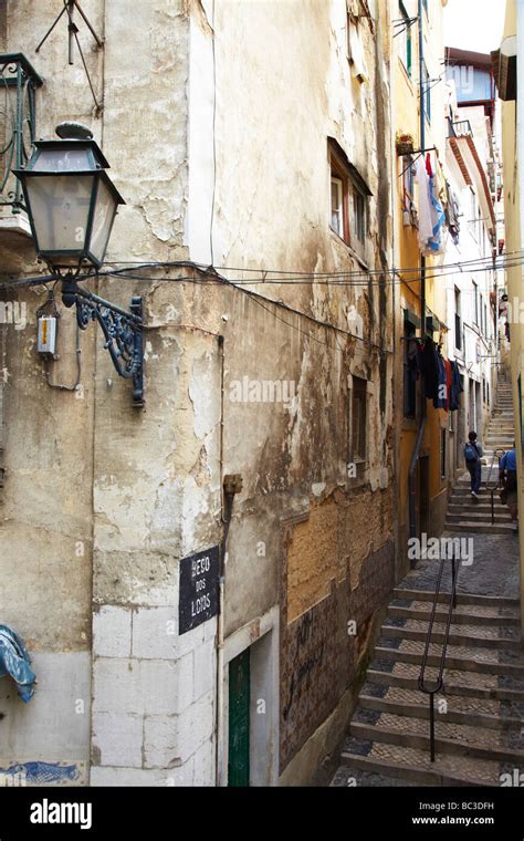 streets scene, old town Lisbon, Portugal Stock Photo - Alamy