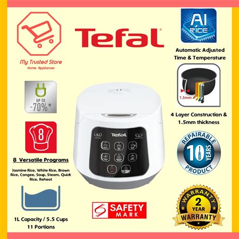 Tefal 1L RK7301 Easy Compact Fuzzy Logic Rice Cooker Smart Cooking