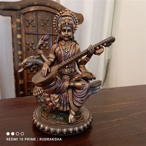 Saraswati Statue Sarasvati Statue 21 CM Bonded Bronze Etsy