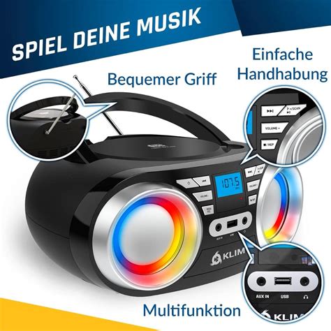 Klim Boombox Przeno Ny Odtwarzacz Radio Fm Cd Mp Bluetooth Aux Usb