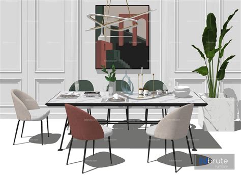 Dining Set Sketchup 3d Model Sketchup Download Free 3dbrute