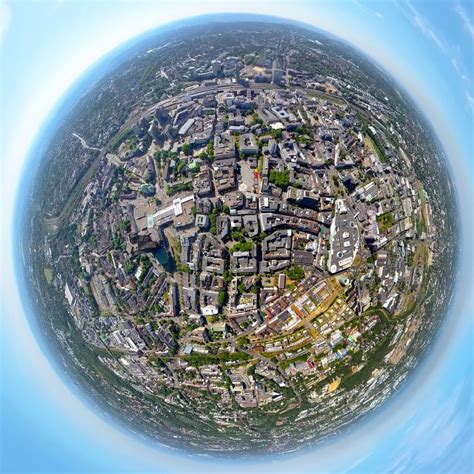 Luftbild Essen Fish Eye Perspektive Ansicht Der Innenstadt Von Essen