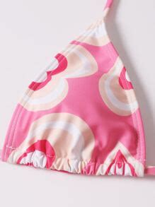 Pack Heart Print Triangle Bikini Swimsuit Beach Skirt SHEIN USA