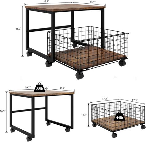 197x197in Mobile Mini Fridge Stand With Large Capacity Storage