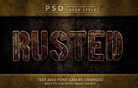 Premium PSD Rusted 3d Realistic Text Effect Premium Psd