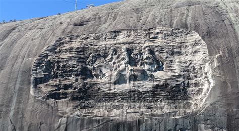 The Confederate Memorial Carving at Stone Mountain Park Represents the ...