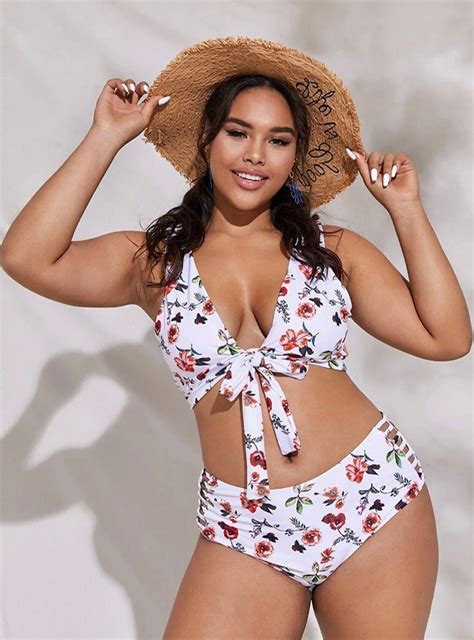 Plus Size High Waisted Swimwear