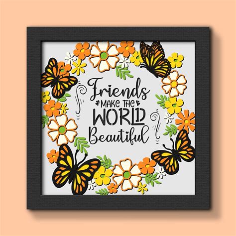 3d Friends Shadow Box Svg Friendship Shadowbox Svg 3d Friendship Svg