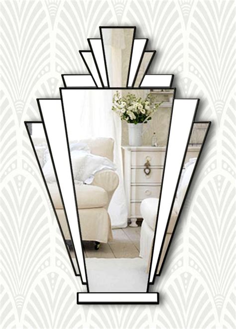 Babushka Original Handcrafted Art Deco Fan Mirror With White Glass In